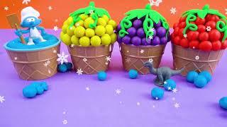 The colored mud looks like grapes and there are cute toys hidden inside the grapes