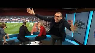 Martin Keown celebrating late Arsenal goals Post match Aston Villa vs Arsenal