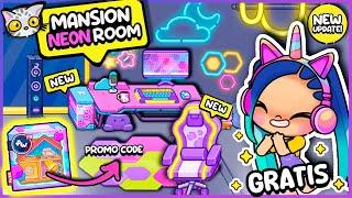 COMO DECORAR MANSION NEON ROOM  Nuevo CÓDIGO GRATIS en AVATAR WORLD  House Ideas  