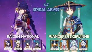 Raiden National & Wanderer Sigewinne - 4.7 Spiral Abyss - Genshin Impact