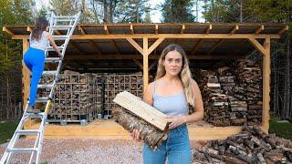 Building A Woodshed From Milled Woods & Storing Years of Firewood