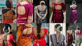 silk saree blouse back neck designs