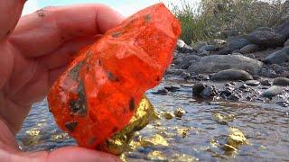 These are real golden treasures And giant ruby with a surprise