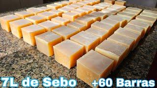 Como Fazer Sabão Caseiro com 7L de Sebo Rendeu + 60 Barras de Sabão Caseiro