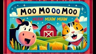 Moo Moo Moo Miaw Miaw Miaw  Fun Kids Sing-Along Song  Cow and Cat in the Barn