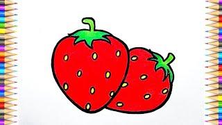 Easy Strawberry Drawing  How to Draw Strawberry Step by Step  Draw Strawberry Fruit..