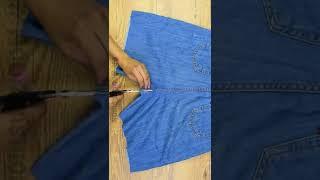 Como Transformar Calça Jeans em Saia Fácil #shorts