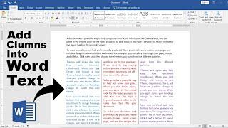 Ms Word Tutorial  Split Text into Word Columns Columns Handling Convert Text in Columns in word