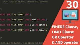 WHERE Clause LIMIT Clause  OR Operator and AND operator in SQL