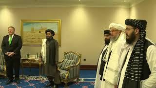 WATCH Secretary of State Pompeo meets with the Taliban delegation in Qatar