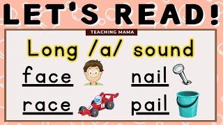 LETS READ  WORDS WITH LONG A SOUND  PRACTICE READING SIMPLE WORDS  TEACHING MAMA