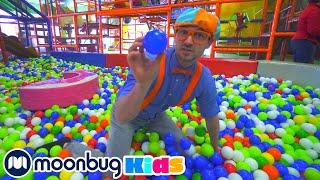 Blippi Visits an Indoor Play Place LOL - Kids Subtitles  Learn With Blippi  Moonbug Literacy