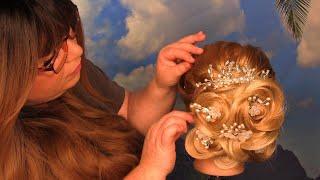 ASMR Bridal Hair Styling Wedding Hair Accessories Fixing Hair Clips Spray Sounds Hair Salon RP