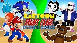 Cartoon Fight Club STORY MODE Poster Boy Free for All Sonic vs Mario Sans Freddy Bendy Goku