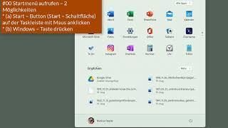 00 Windows 11 - Startmenü aufrufen – 2 Möglichkeiten