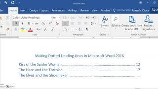 Creating Dotted Lines in MS Word 2016