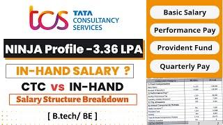 TCS Ninja Salary Breakdown Structure 3.36 IN-HAND SALARY  TCS In-Hand Salary for freshers