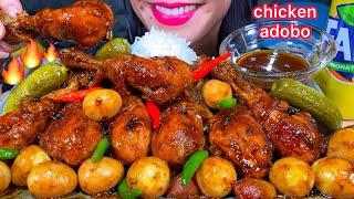 ASMR CHICKEN DRUMSTICK ADOBO EGGS HOT CHILI PICKLES RICE MUKBANG MASSIVE Eating Sounds