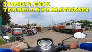 MOTORIDE Nonton Kereta Api NGEBUT Disisi Barat Dan Diperlintasan Stasiun Lemah Abang