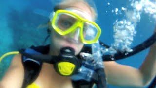 Two female scuba divers on vacation