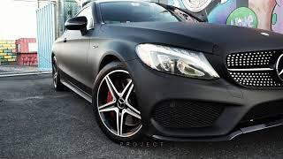 Matte black c43 amg with gloss black accents and red calipers