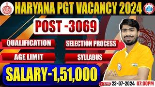 Haryana PGT Vacancy 2024  HPSC PGT Qualification Age Limit Syllabus Selection Process Salary