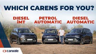 Kia Carens Diesel AT vs Petrol AT vs Diesel iMT  All Variants Tested