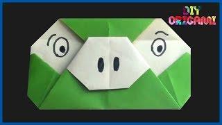 How To Make An Origami Paper Angry Bird Pig Face - DIY Paper Angry Bird Pig Face