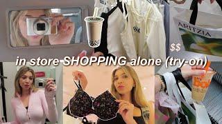 i went IN-STORE shopping alone ipad try on clothing shopping spree