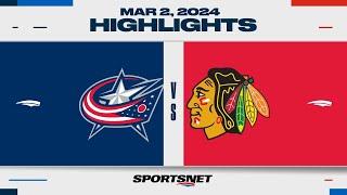 NHL Highlights  Blue Jackets vs. Blackhawks - March 2 2024