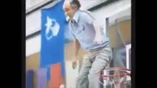 Basketball Player Woman Throws the Coach in the Basket