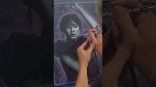 Wednesday Addams Airbrush portrait.  Be sure to check out full video.
