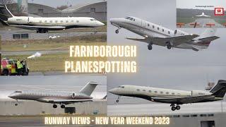 Farnborough. Runway 24 Departures  Arrivals. Runway side  plane spotting. New Year weekend.