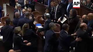 Scuffles as Arab Knesset members protest during Pence speech
