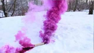 Colored smoke bomb. Violet dye.