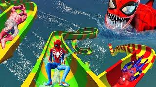 Сrazy challenge Spiderman waterslides in gta5