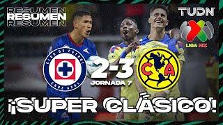 Resumen y goles  Cruz Azul 2-3 América  AP2023-J7  Liga Mx  TUDN