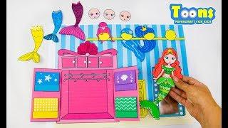 MERMAID PAPER DOLL WARDROBE GLITTER DRESSE TAILS ACCESSORIEES FOR DOLLS HOW TO DRAW DIY FOR GIRLS