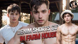 Denim Shorts Guy in Farm House  Realistic Men Art #Lookbook #Aifashion #goodlooking