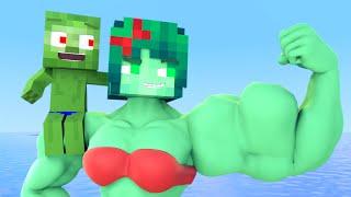 Top Minecraft Life of Muscles and love Zomma ZomBo &  Muscular girl  Minecraft Animation