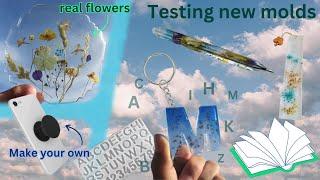 Epoxy resin testing molds DIY -Pen Letter Keychain Phone grid Cup caoster Aesthetic real flowers