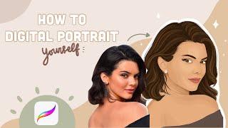 How to cartoon yourself  Digital portrait from photo  Procreate  IPad Air 3