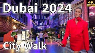 Dubai City Walk  Amazing City Walk Night Life Musical Fountain Show  4K  Walking Tour