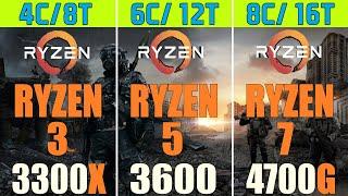 RYZEN 3 3300X vs RYZEN 5 3600 vs RYZEN 7 4700G  RX 5700XT  18 PC  GAMES TEST 