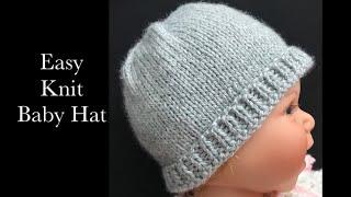 Easy Knit Baby Hat for NB to 12 months Magic Loop method Easy Knit Baby Hats Knitting for Baby