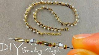 Crystal Beaded Necklace Tutorial using Bugle Beads and Seed Beads Beading Tutorials