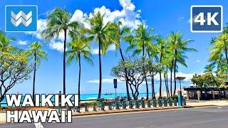 4K Exploring Waikiki in Honolulu Hawaii USA Walking Tour & Travel Vacation Guide  Binaural Sound