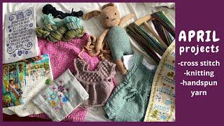 April 2022 Makes- flosstube knitting and handspun yarn