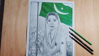 How to Draw a Scenery of Tehreek e Pakistan 1947  pencil drawingsketching