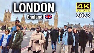 󠁧󠁢󠁥󠁮󠁧󠁿London British Christmas 2023 4K Walk tour in the City Center